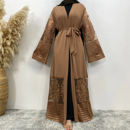 Luxury Gold Rhinestones Muslim Dress Kaftan Abaya