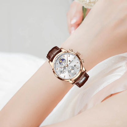 DANA Leather Strap Moon Phase Watch