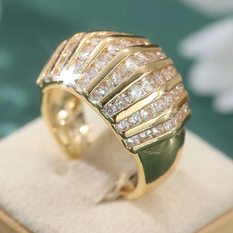 Elegant Cubic Synthetic Zirconia Golden Plated Rings