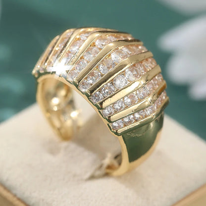 Elegant Cubic Synthetic Zirconia Golden Plated Rings