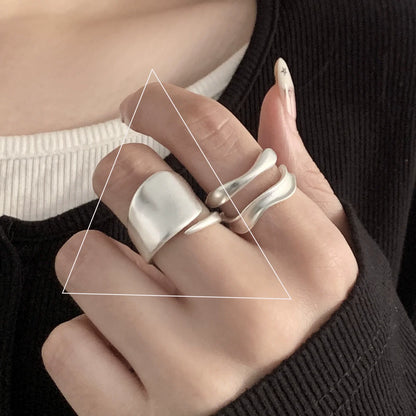 925 Sterling Silver Retro Hollow Wave Punk Hiphop Bohemia Rings