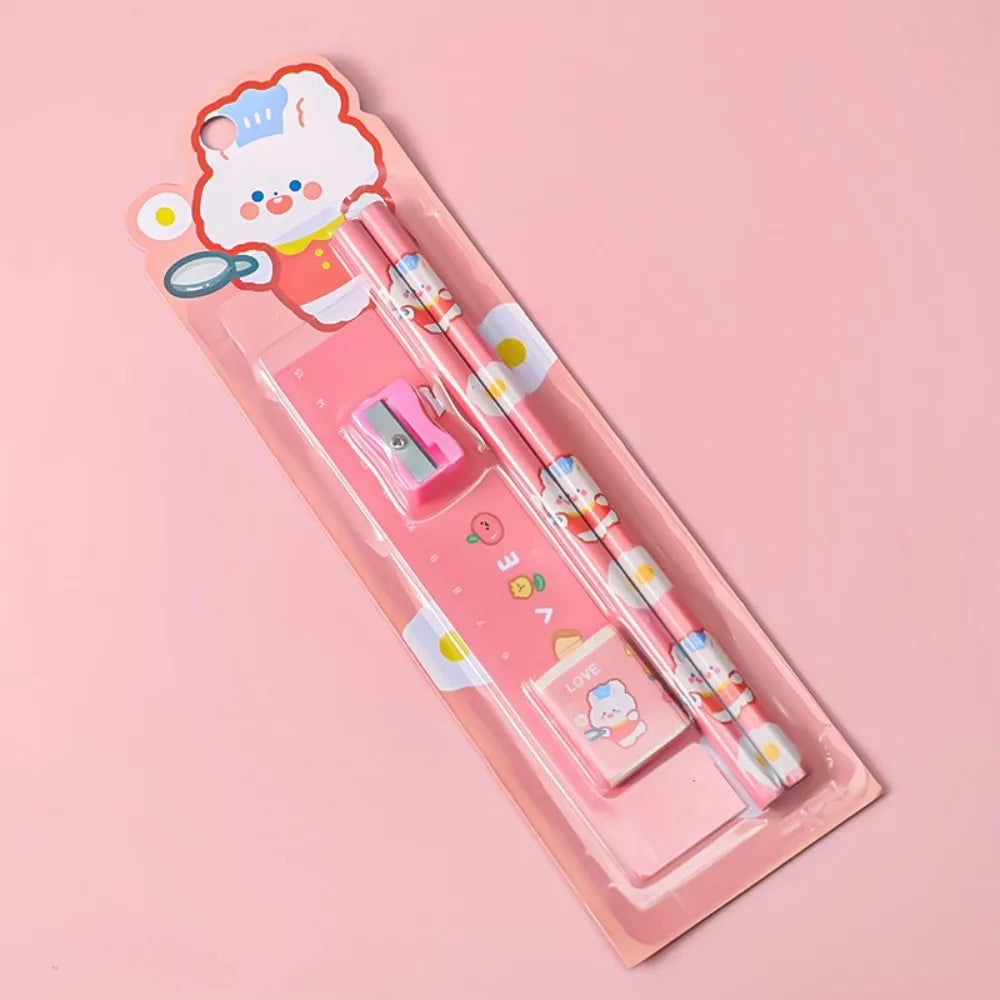 5pcs/Set Cute Cartoon Pencil Stationery Set