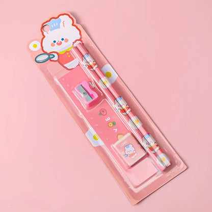 5pcs/Set Cute Cartoon Pencil Stationery Set