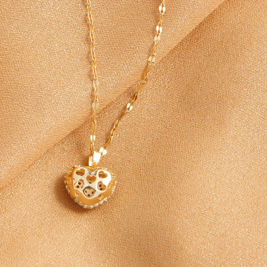 Cubic zirconia heart pendant necklace jewelry