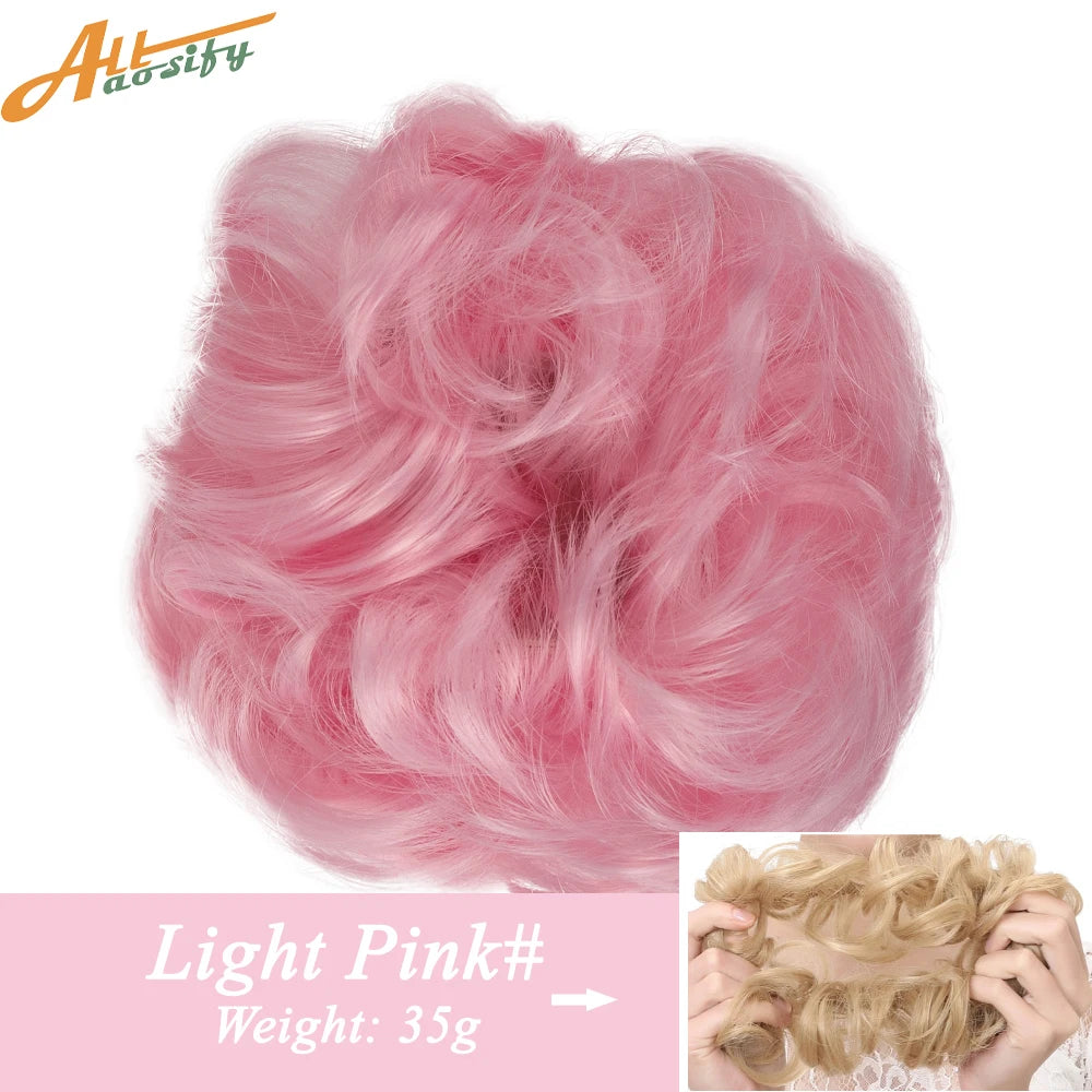 Natural Curly Messy Bun Hair Wigs