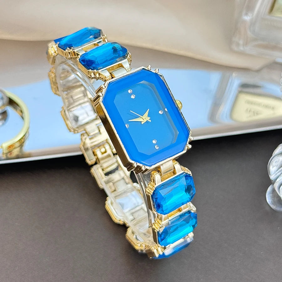 Rhinestone chain rectangular color case rhinesto watch