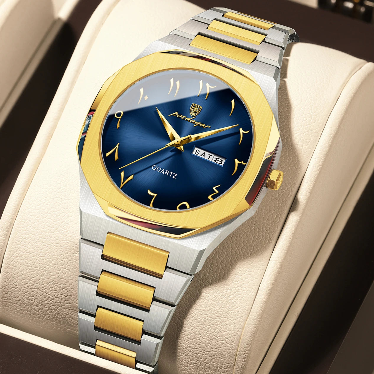 Elegant Quartz Stainless Steel Luxury Wristwatch