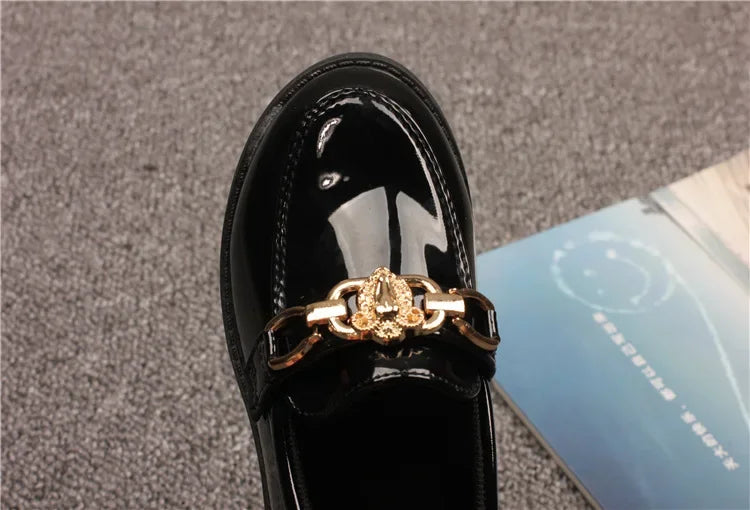 Leather Chain Flat Elegant Shoes