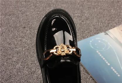 Leather Chain Flat Elegant Shoes