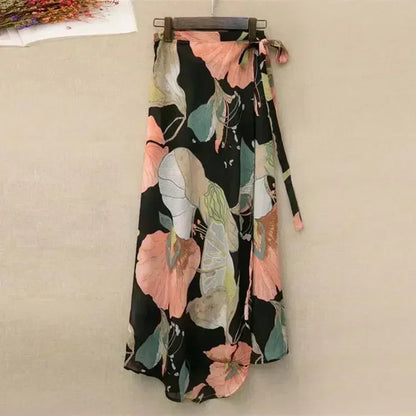 High Waist Wrap Maxi Boho Long Skirt