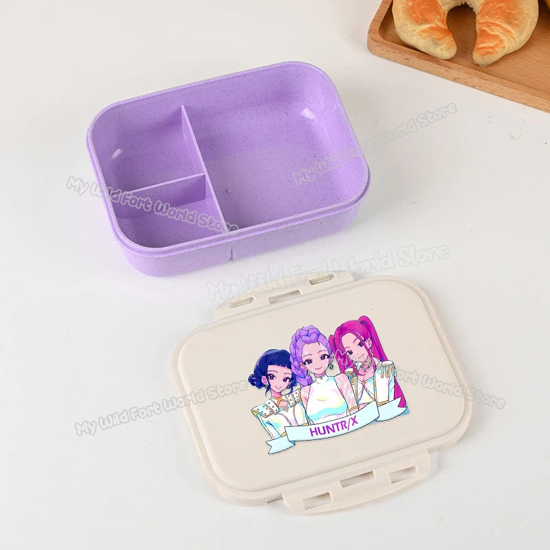 KPOP Demon Hunters Lunch Box Cute Mira Zoey Jinu Portable Plastic Bento Box