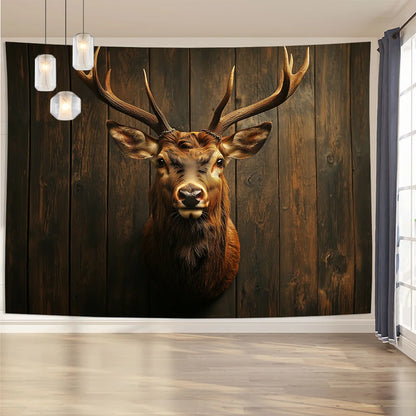 Classic Deer Head Tapestry Elegant Polyester Wall Art
