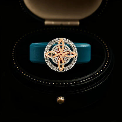 Unique Dark Blue Witch Celtic Knot Shiny CZ  Irish Rings