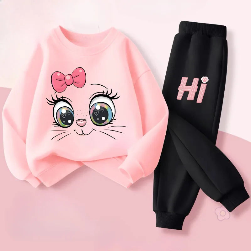 Long Sleeved Hoodies for Girls Spring Pullover Long Pant Sets
