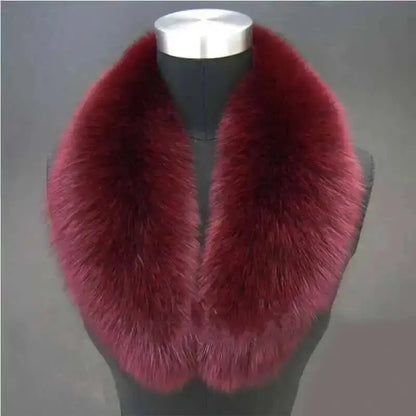 Bufanda con cuello de piel auténtica de mapache y zorro de color natural