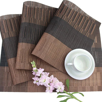 4PCS/SET Placemats PVC Table Mat Weave Stripe Pads