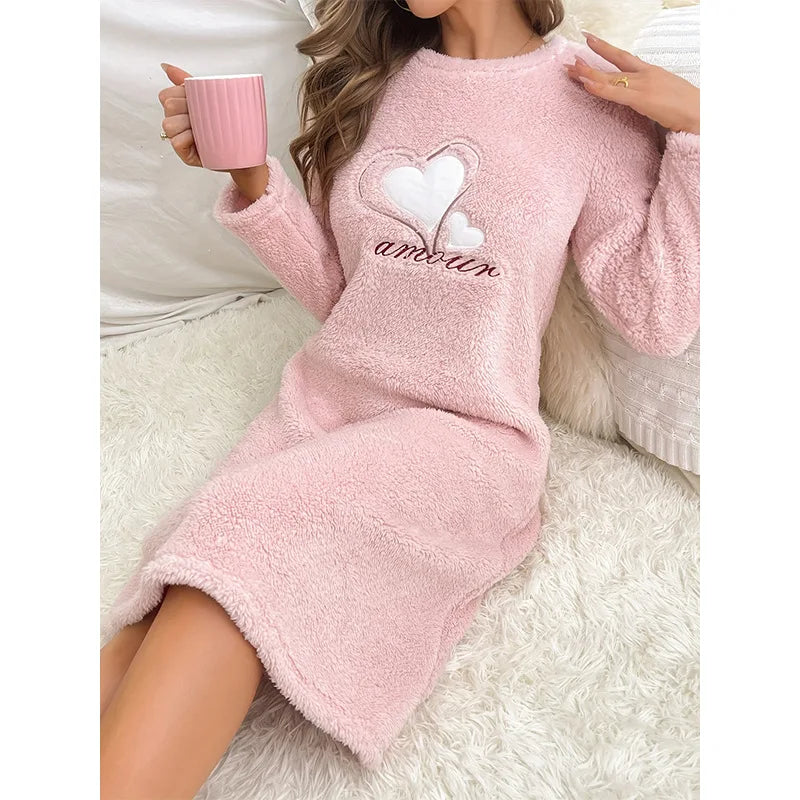 Thicken Warm Nightgown Heart Pyjama