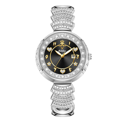 Affordable Luxury with Diamond-Set Dial Water-Resistant Quartz Watch