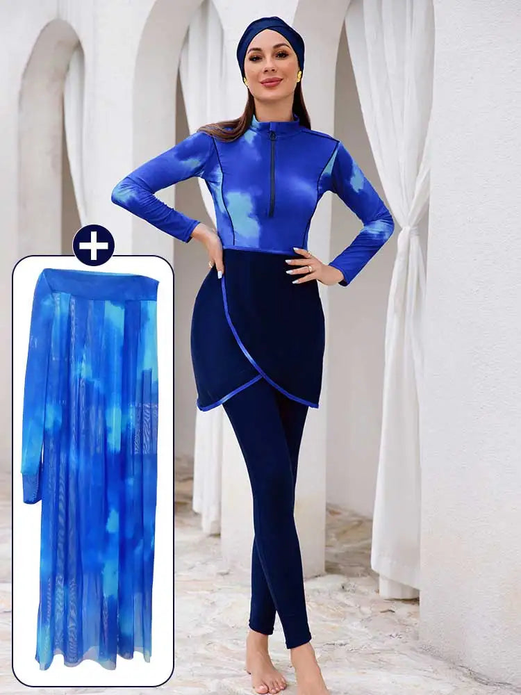 3/4PCS Burkini Muslim Swimwear With Shawl