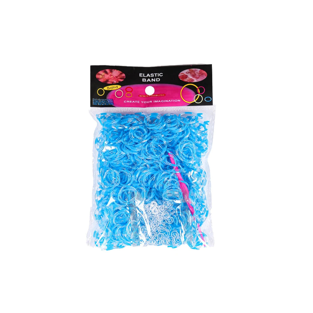 600Pcs Color Rubble Loom Wristbands Kit Elastic Weaving Lacing Craft