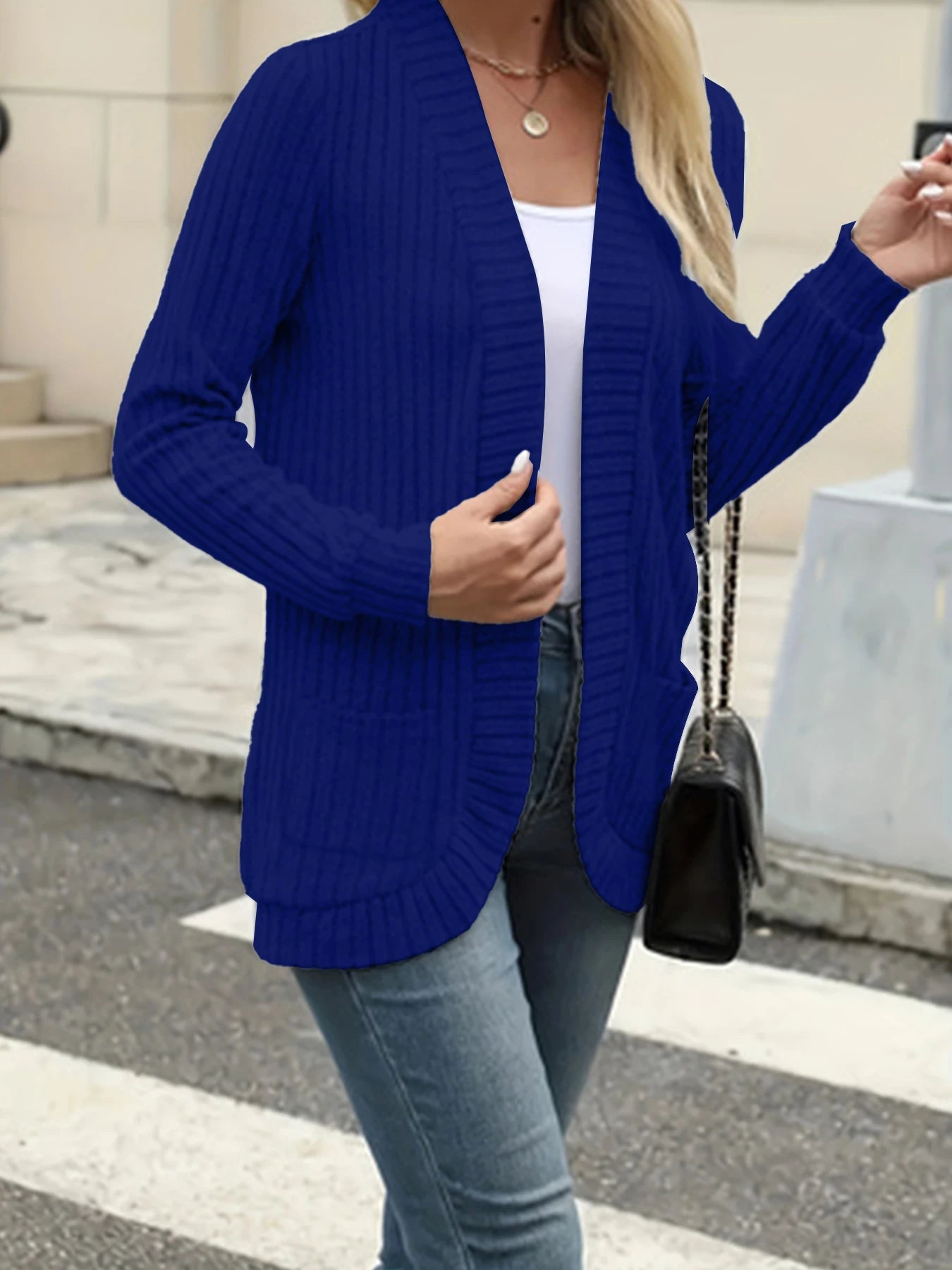 Stripe brushed cardigan jacket