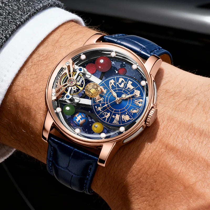 Starry Sky Skeleton Automatic Mechanical Luxury Constellation Waterproof Watch