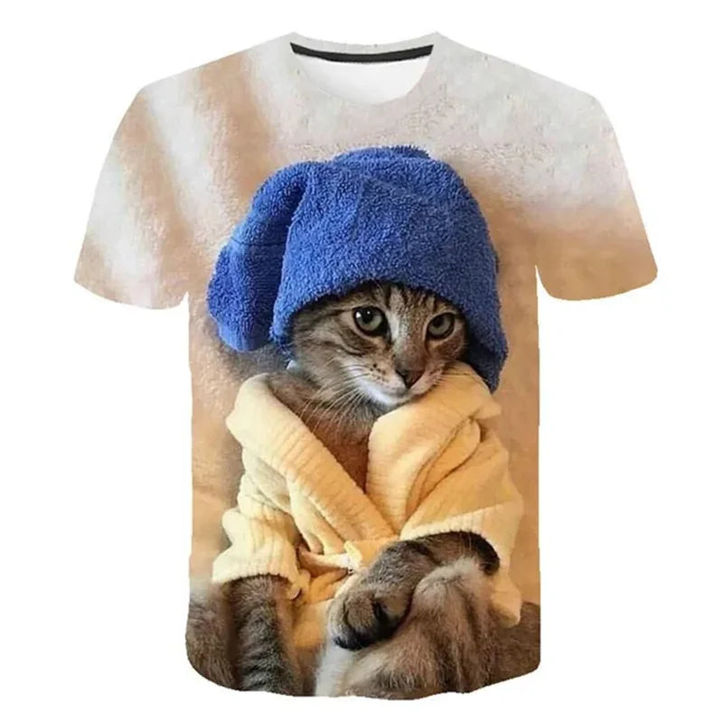 3D Mysterious Cat Short Sleeves  T-Shirt
