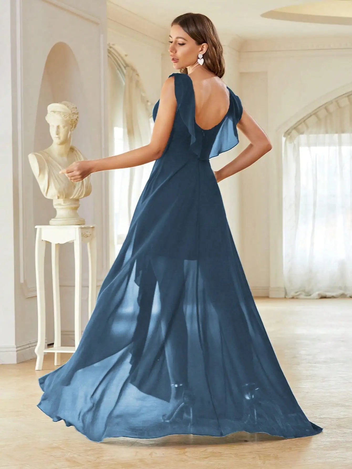 Mgiacy Surplice Front Ruffle Trim Prom Dress