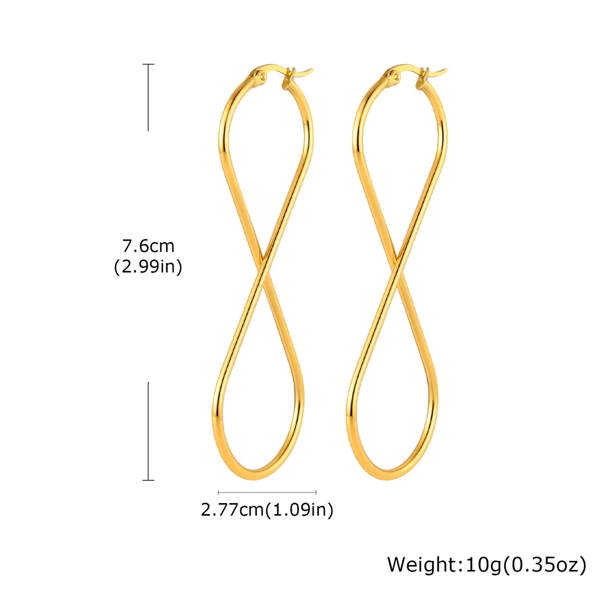 Twisted Infinity 18K Gold Plated Stainless Steel Trendy Minimalist Geometric Hoop Earrings
