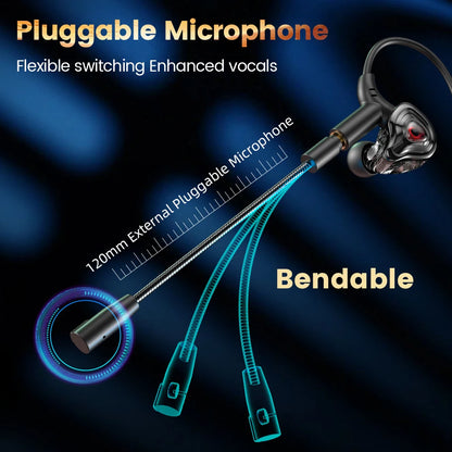 Game Wired Headphones Type C&3.5mm In-ear Earphones HiFi Stereo Headsets