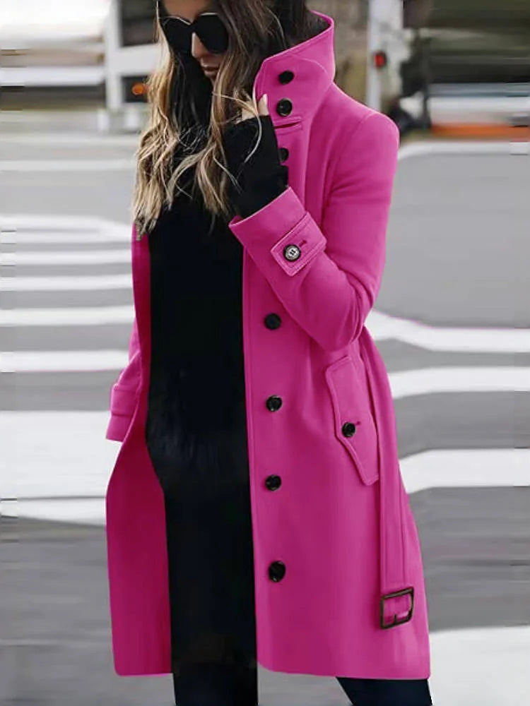 Wool Blend Winter Warm Single Breasted Turn-down Collar Jackets
