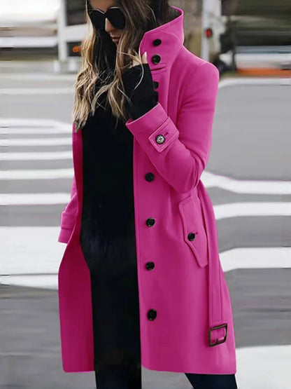 Wool Blend Winter Warm Single Breasted Turn-down Collar Jackets