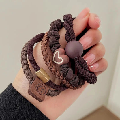 5/10pcs Simple Heart Ball  Scrunchie  Ties Ropes