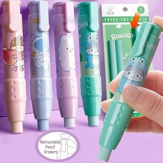 Pen Type Eraser Replaceable Core Cute Cartoon Pencil Set