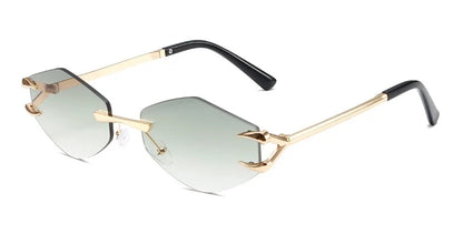 Retro Polygonal Rimless Irregular Square Sunglasses