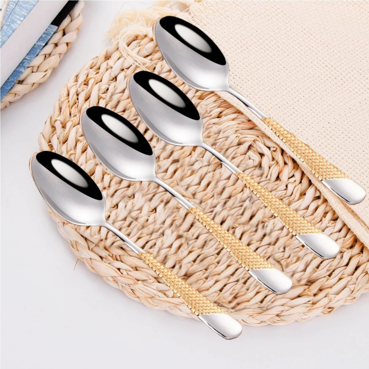7.95"Luxury Gold Plated Dinner Spoon Set