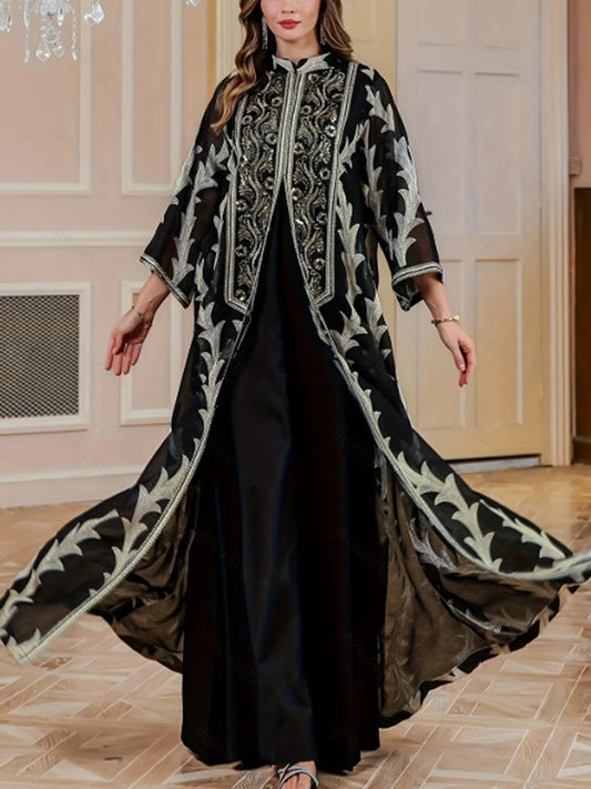 Middle East Beaded Long Robe Long Sleeve Dress