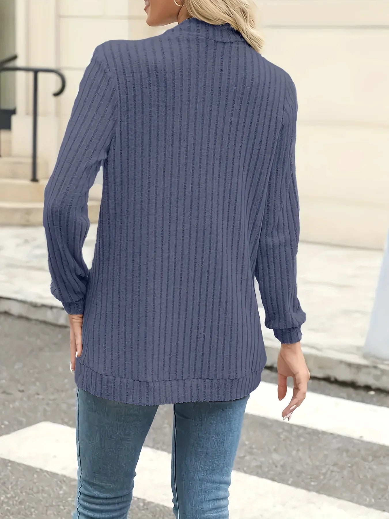 Stripe brushed cardigan jacket