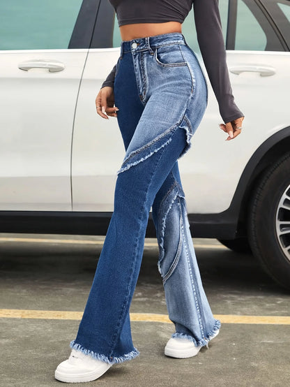 Blue Stretch Flared Flared Pants