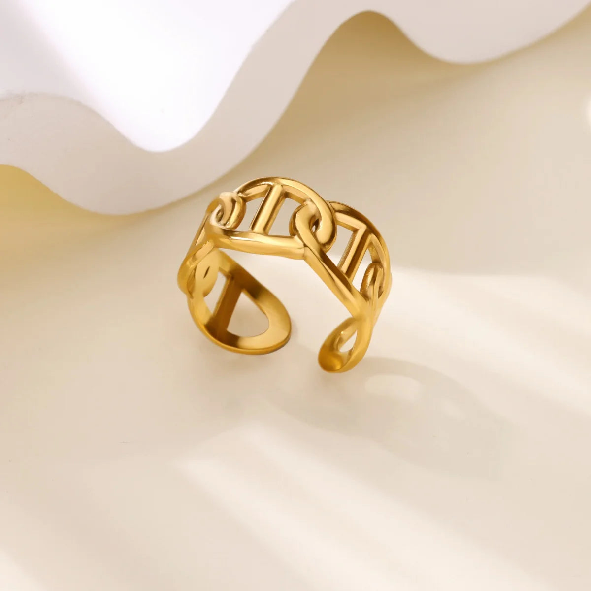 Gold Color Stainless Steel Delicate Flower Rings