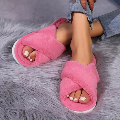DANA Cross Warm Fluffy Furry Slippers
