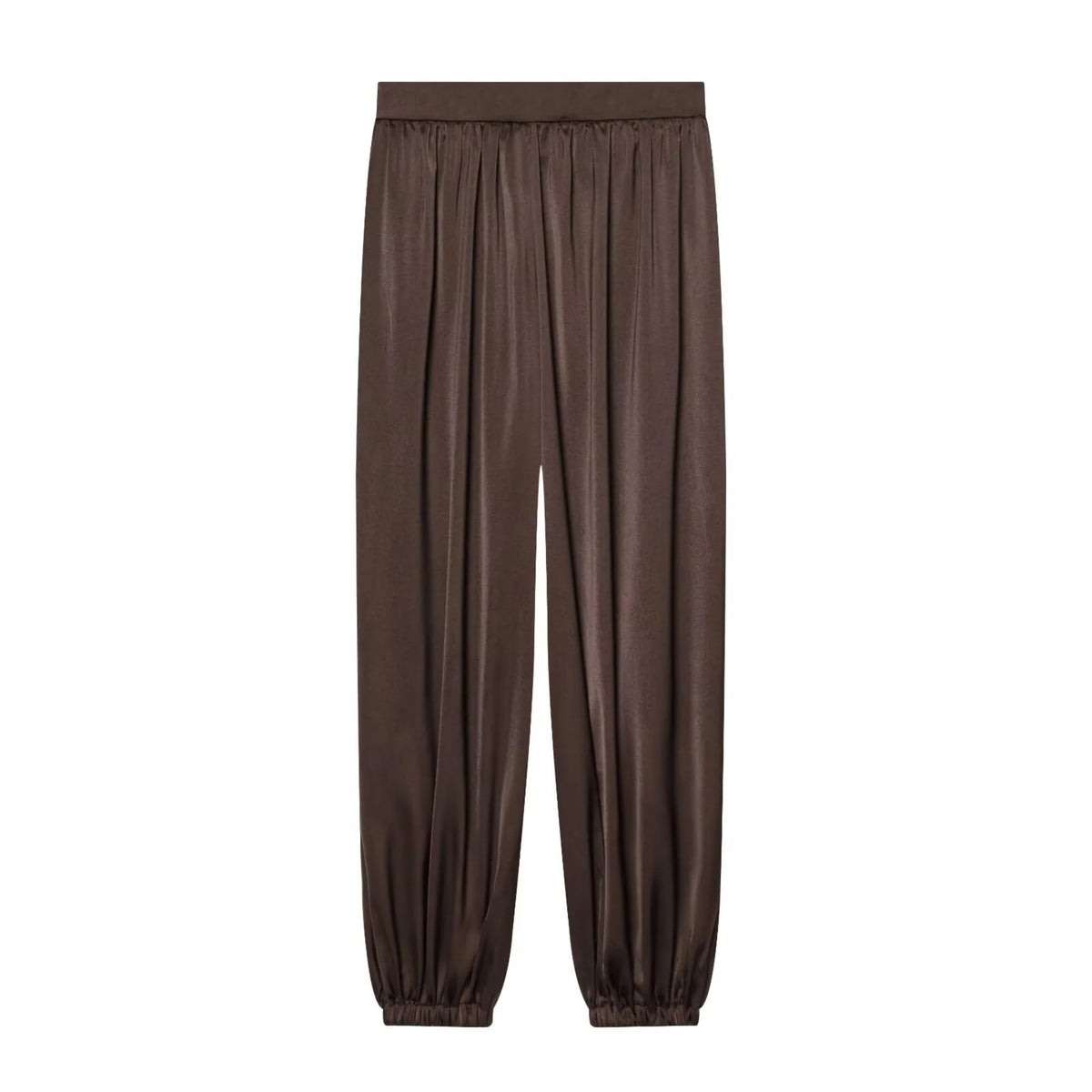 Coffee Pleated Bubble Puff Loose Long Sleeved High Waisted Casual Long Pants Sets