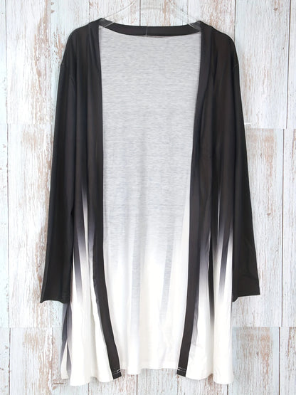 Plus Size Ombre Print Open Front Cardigan Coats
