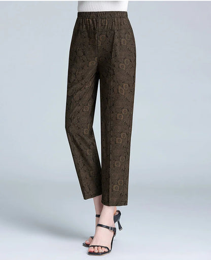 Plus Size Casual Classic Breathable Elastic Waist Flower Print Pants
