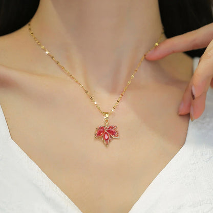 Zircon Butterfly Tassel Necklace Flower Choker Jewelry