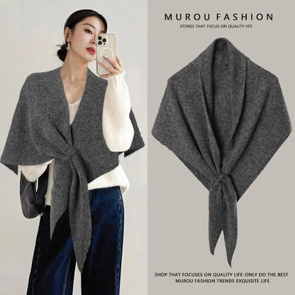 Triangle Scarf Neck Wrap Wool Blended Thickened Warm Shoulder Shawl