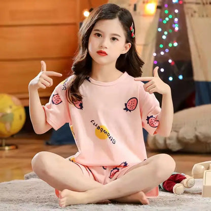 Baby Kids Cotton Cartoon Cat Pajamas Sets