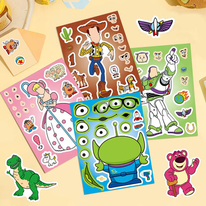 16Sheets Disney Toy Story 2 Puzzle Stickers Children Make a Face DIY Toys