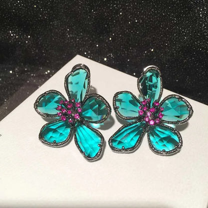 Crystal Flower Stud Earrings