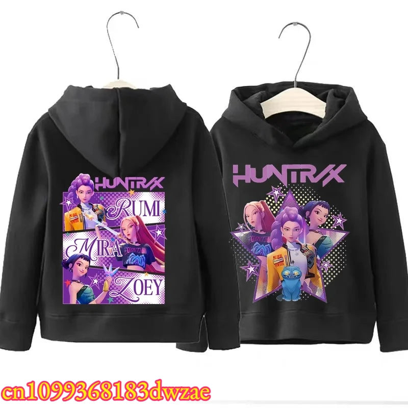 Rumi Mira Zoey Graphic Hoodie Front Back Hooded Casual Long Sleeve Pullovers